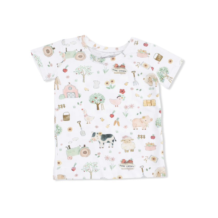 Cute Farm Animals Pink - Short Sleeve Loungewear Set