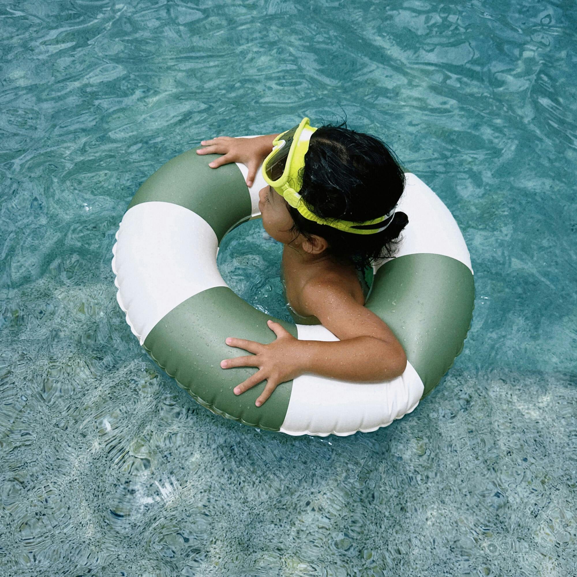 Mini Tube Pool Ring: Tides Out Olive Stripe