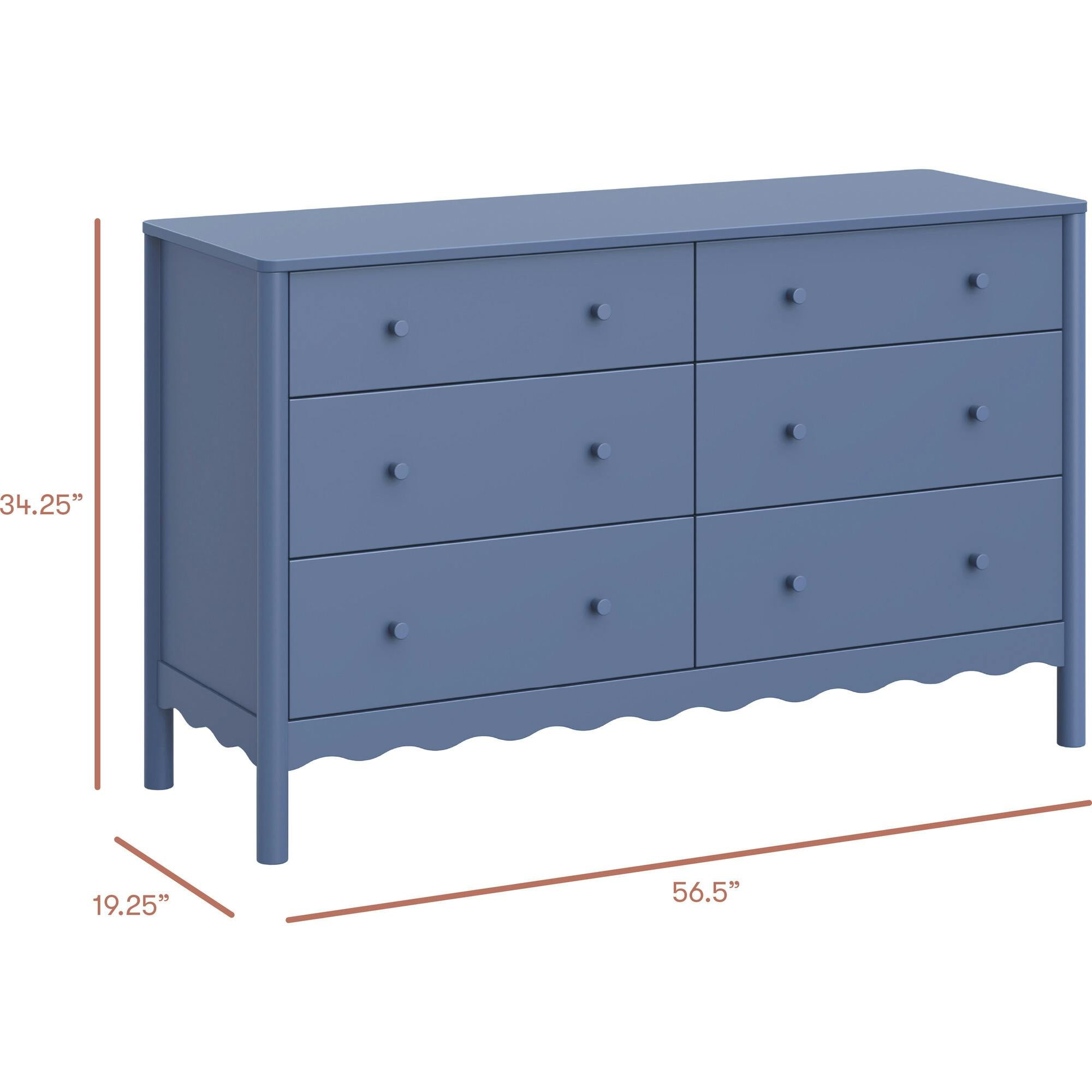 Swell 6-Drawer Assembled Dresser in Cove Blue