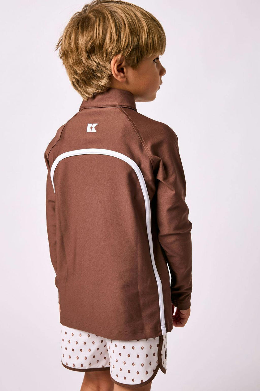 brown retro half-zip