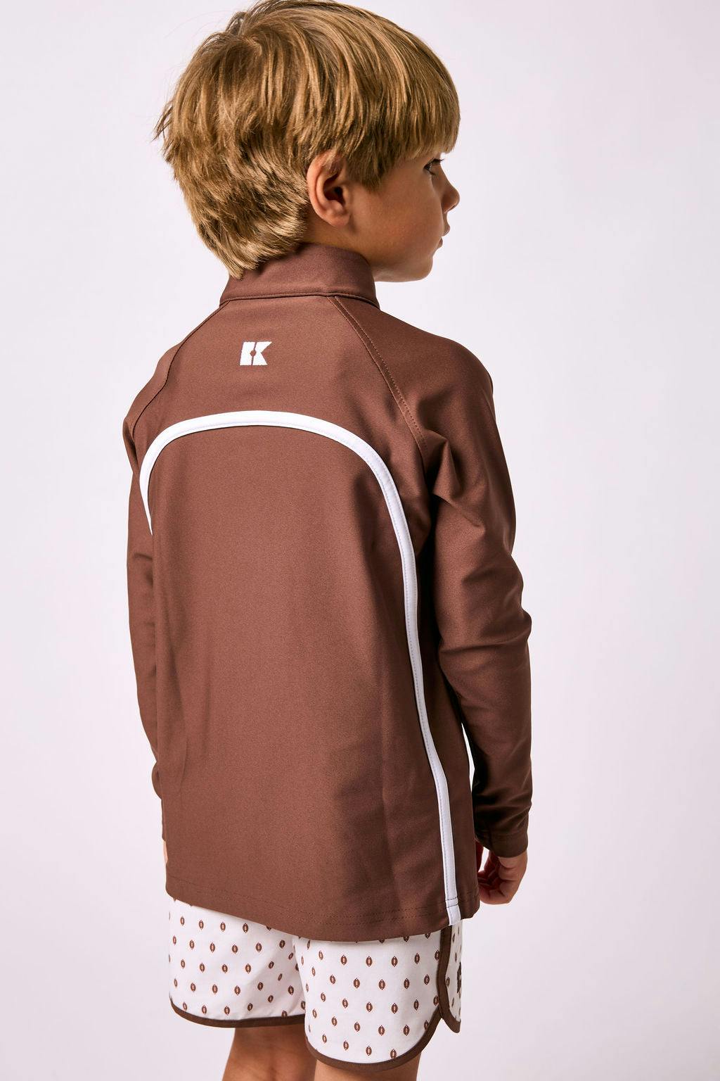 brown retro half-zip