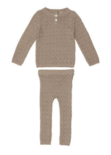 Tiny Tiles Knit Crew Neck Henley Sweater & Pant 2-Piece Set