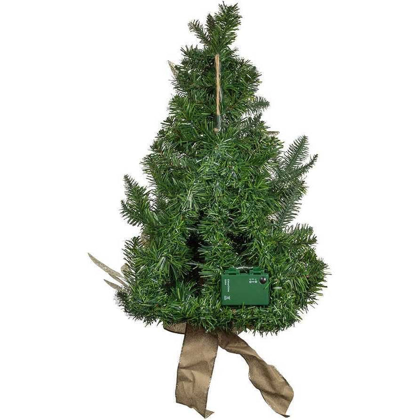 22-Inch Battery-Operated Prelit Decorated Wall Tree with Champagne Bow