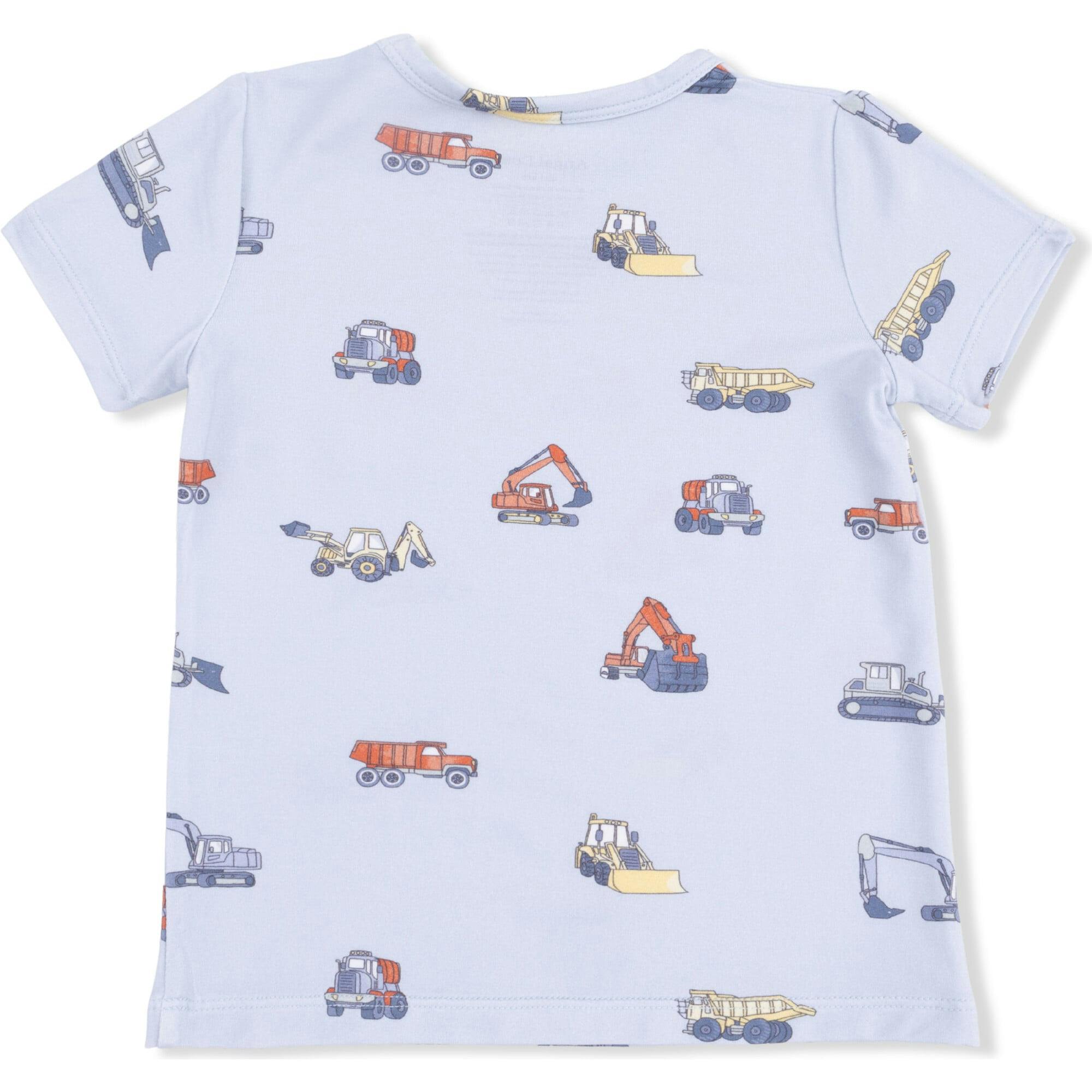 Construction Vehicles - Crew Neck Tee with Casual Short