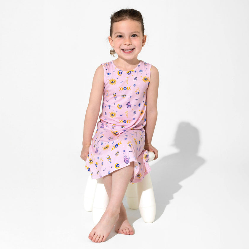 The Eye Pink Bamboo Girls' Sleeveless Dress