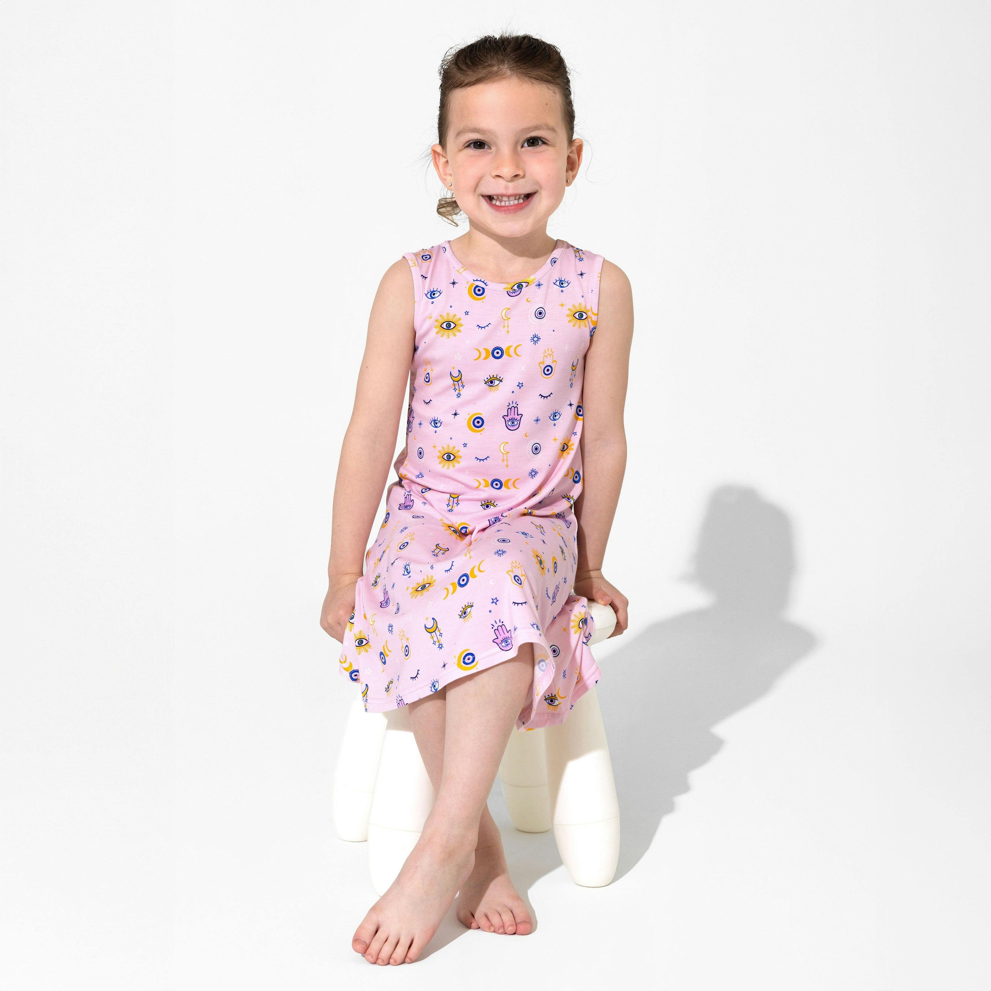 The Eye Pink Bamboo Girls' Sleeveless Dress