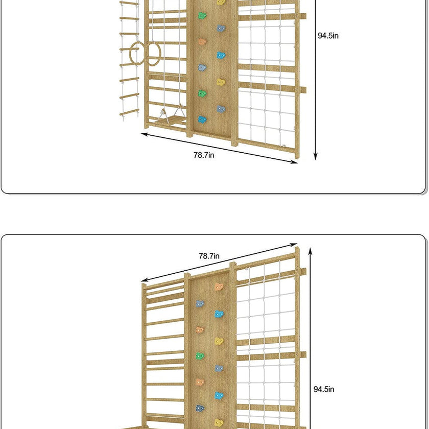 Walnut | Swedish Ladder Jungle Gym - Wall Mounted