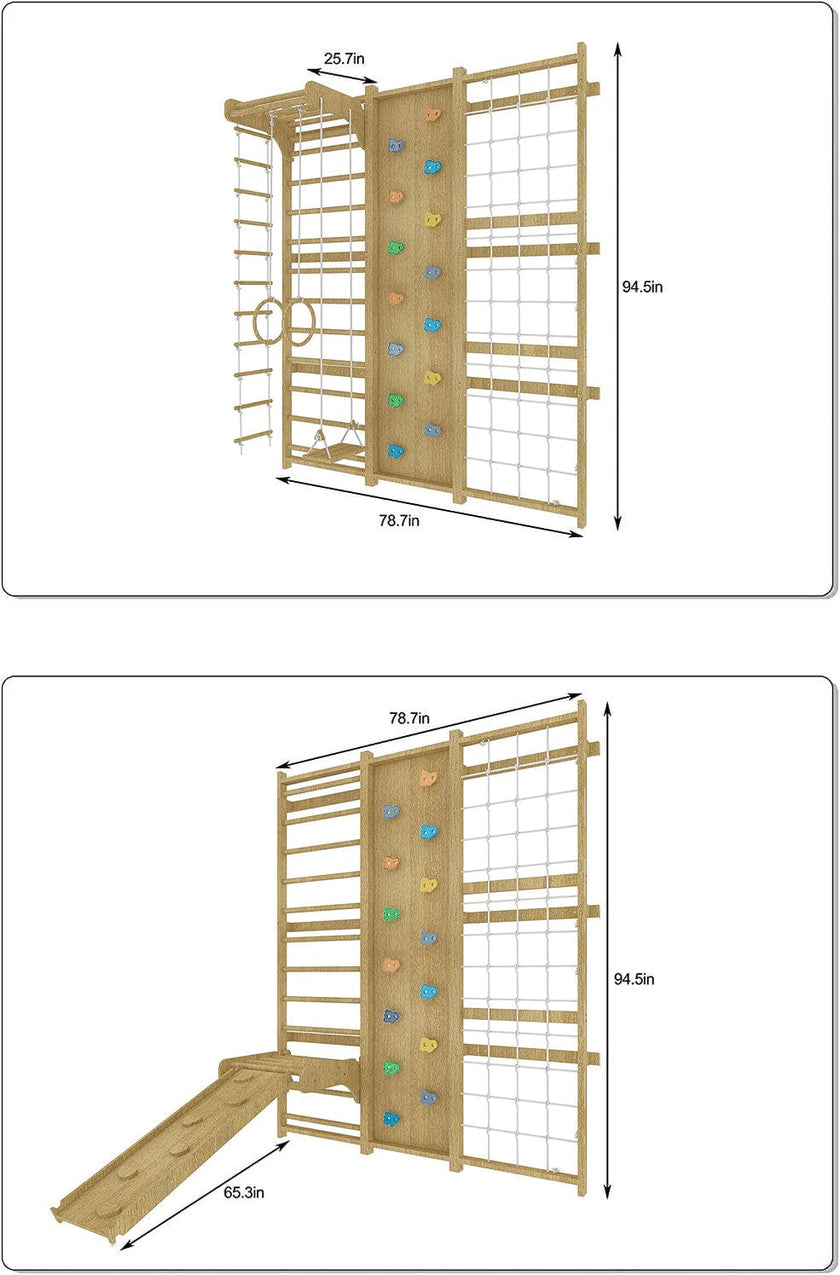 Walnut | Swedish Ladder Jungle Gym - Wall Mounted