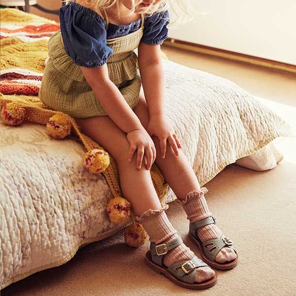 Pearl Kids Double Buckle Sandal – Smokey Sage Leather