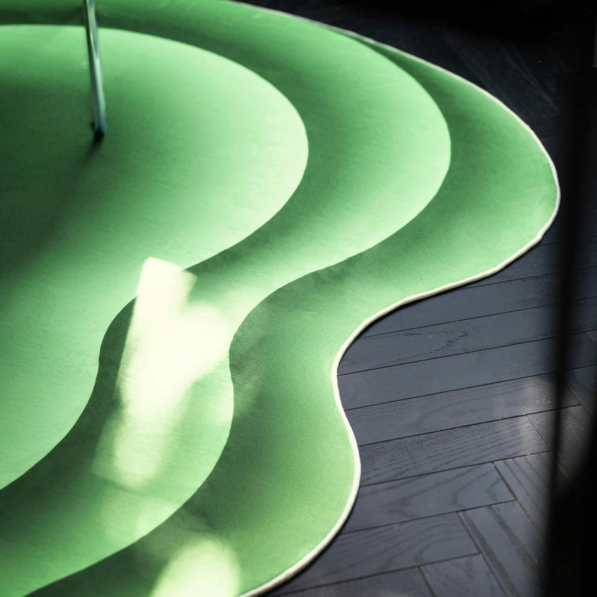 Green Modern Abstract Wavy Area Rug by Juan Marquez