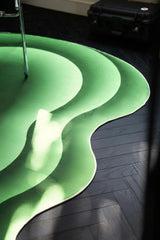 Green Modern Abstract Wavy Area Rug by Juan Marquez