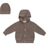 Hoodie Knit Jacket With Hat Dark Almond