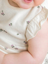 Maci Waffle Ruffle Tank Romper - Sylva Floral / Fog + Fern