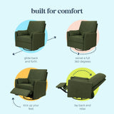 Carter's Ethan Recliner and Swivel Glider | Water Repellent & Stain Resistant fabric