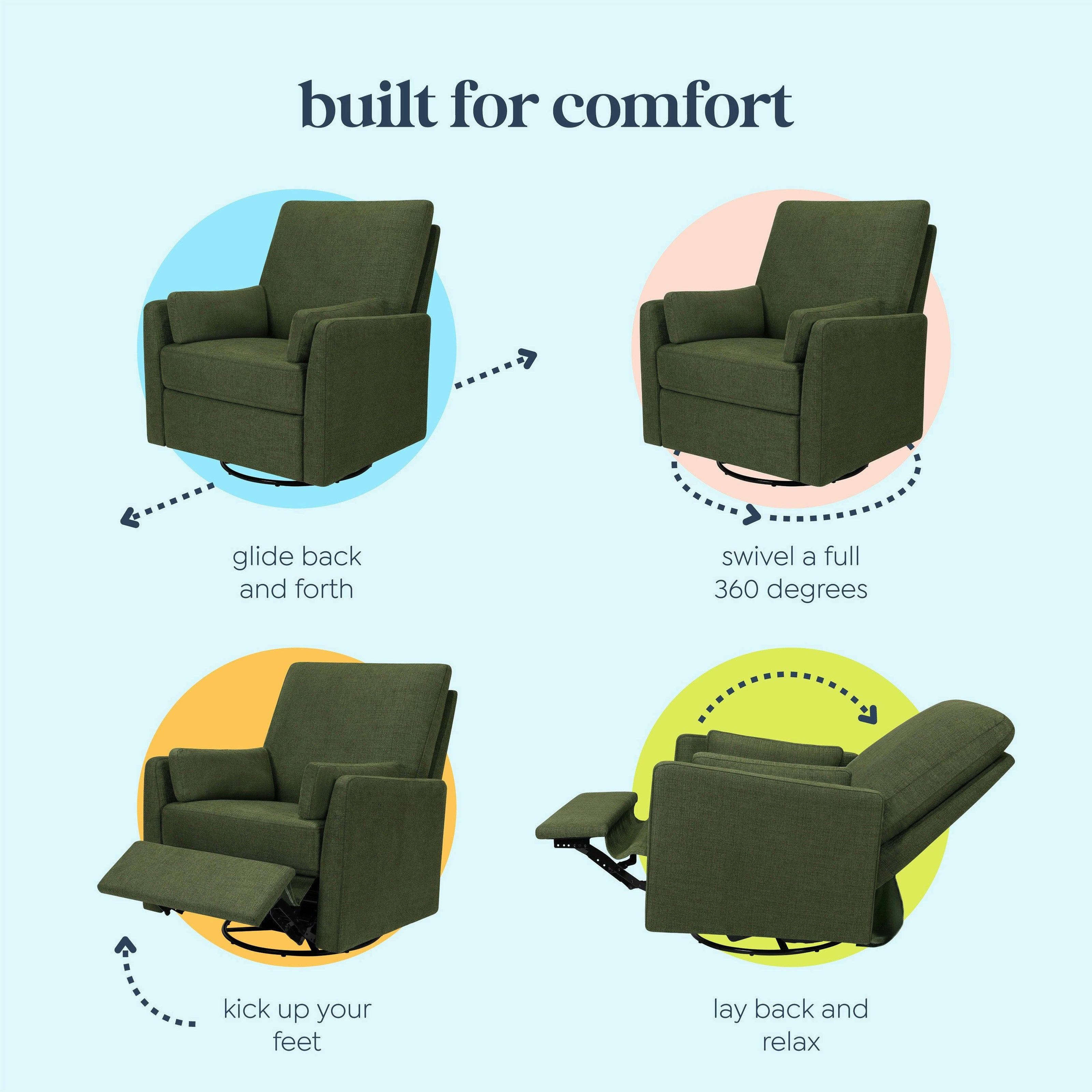 Carter's Ethan Recliner and Swivel Glider | Water Repellent & Stain Resistant fabric