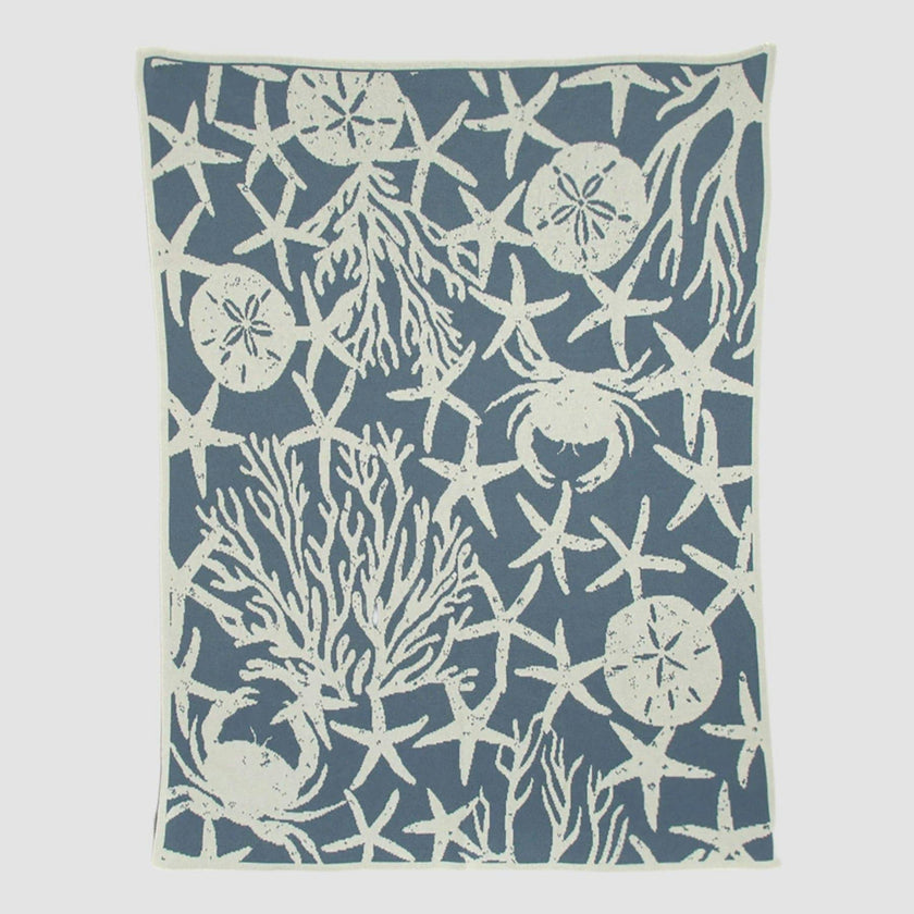Cotton Sustainable Knit Throw Blanket | Coastal - Ocean's Edge