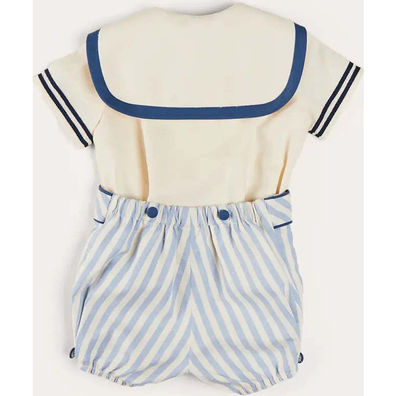 Regency Stripe Mariner Collar Two Piece Set With Bloomers in Blue (6mths-4yrs)