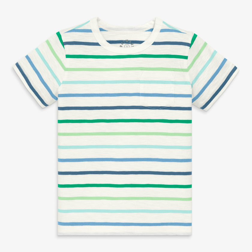 Clearance kids slub pocket tee in multi stripe