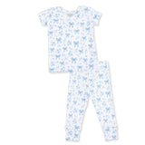Blue Bows and Flowers - Short Sleeve Loungewear Set