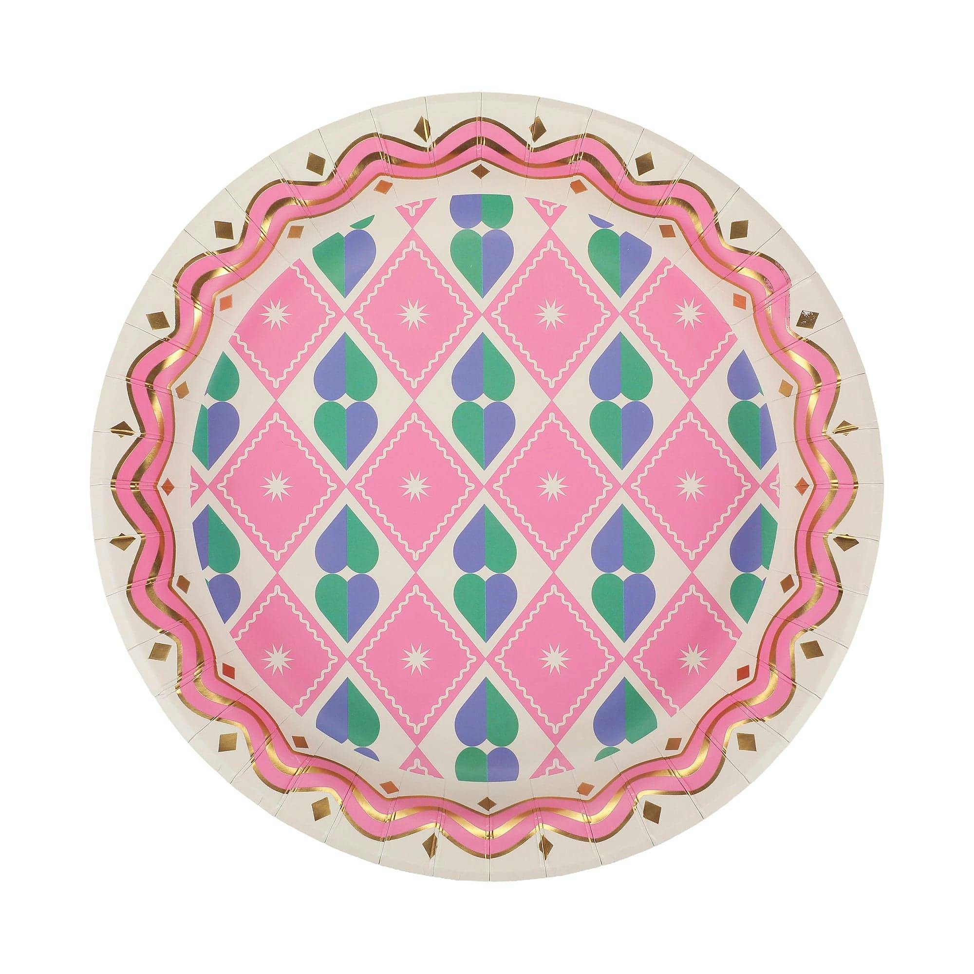 Packed Party Circus Soiree Dinner Plates 10ct - Gold Foil Colorful Party Dinner Plates, 10 Inch, 400 GSM for Circus and Carnival Celebrations