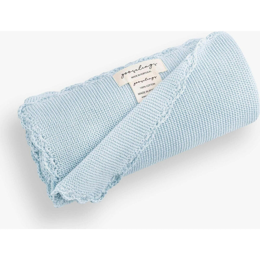Cotton Knit Blanket, Blue