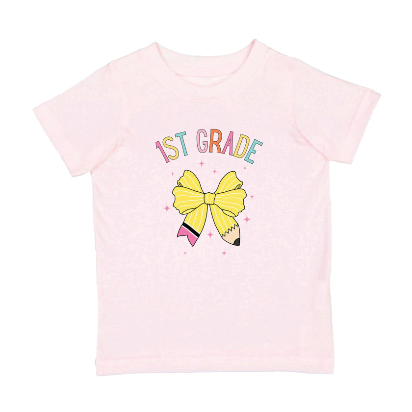 First Grade Pencil Bow Short Sleeve T-Shirt