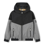 Black Chevron Hooded Windbreaker