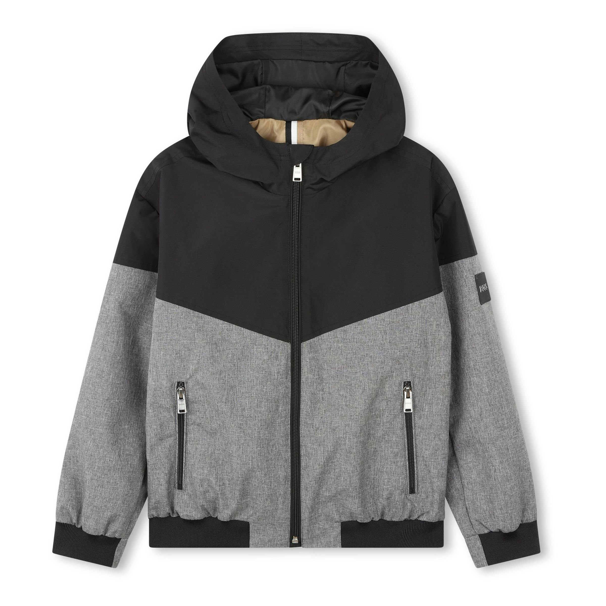 Black Chevron Hooded Windbreaker