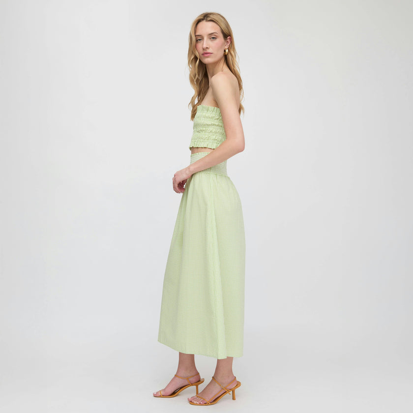 The Delphine Nap Skirt - Lime Gingham