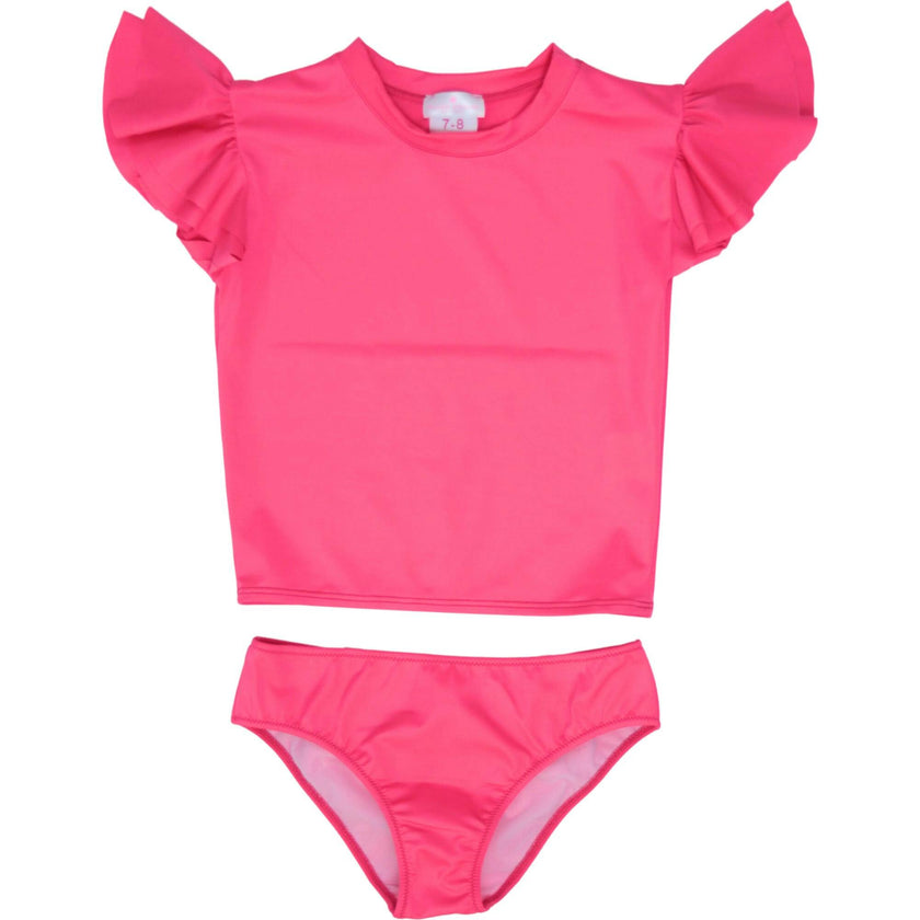 Two Piece Rash Guard With Big Bow