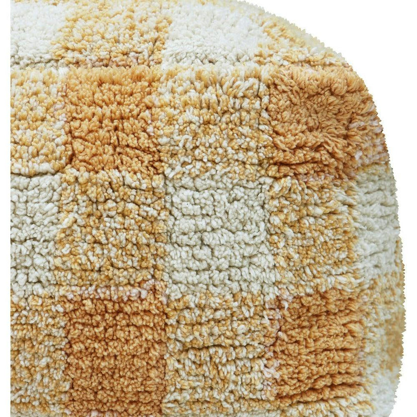 Vichy Plush Tablecloth-Inspired Pouf