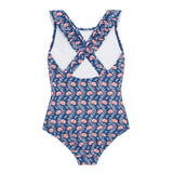 Girls Navy Primrose Ruffle Collar One Piece