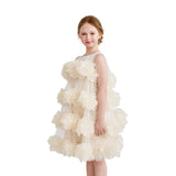 Cream Elysia Tiered Ruffle Dress