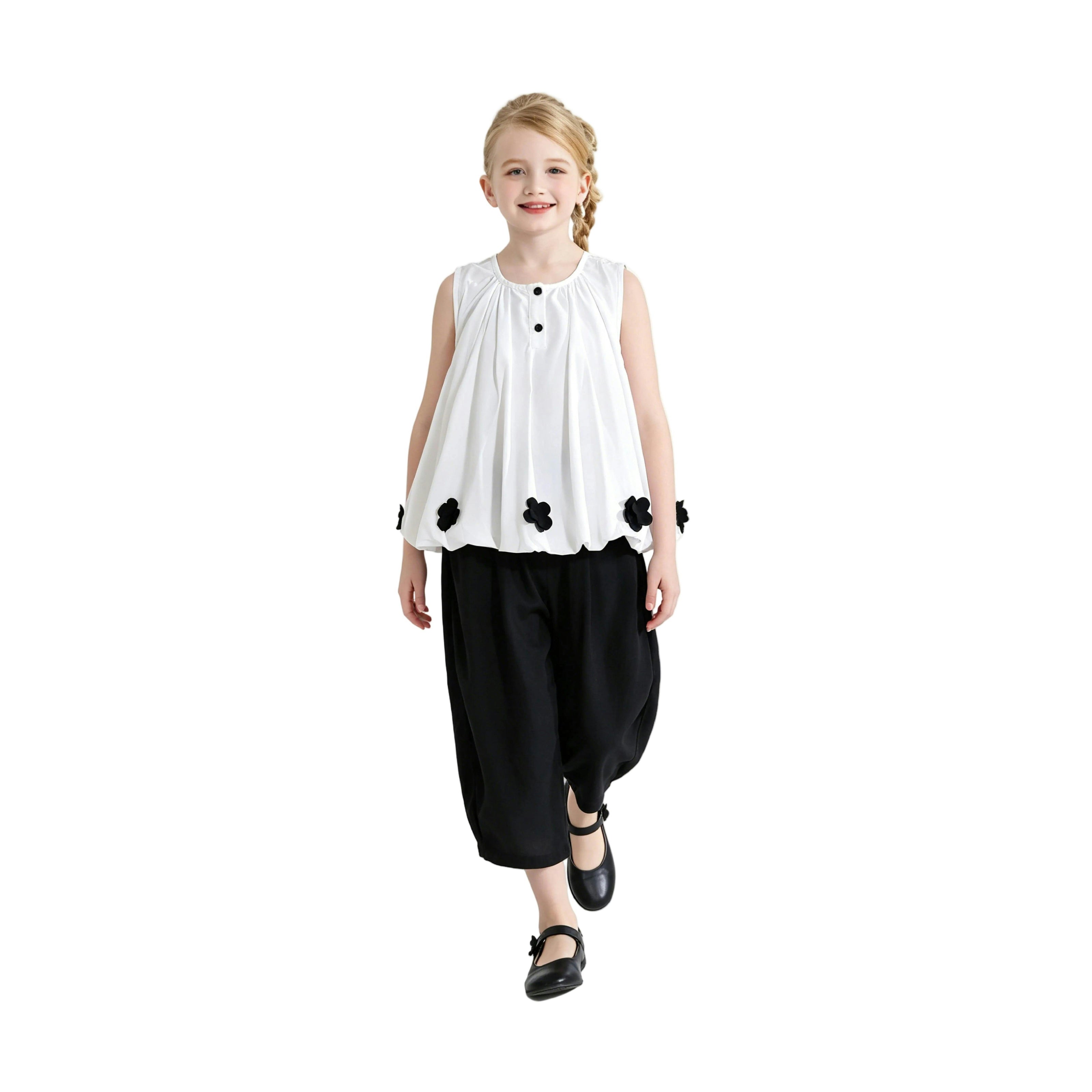 White Floral Pants Set