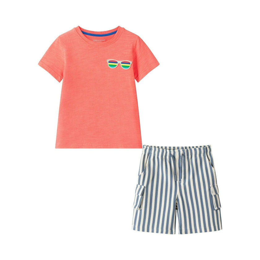 Boys Short Sleeve Tee & Quilted Short Set | Summer Shades