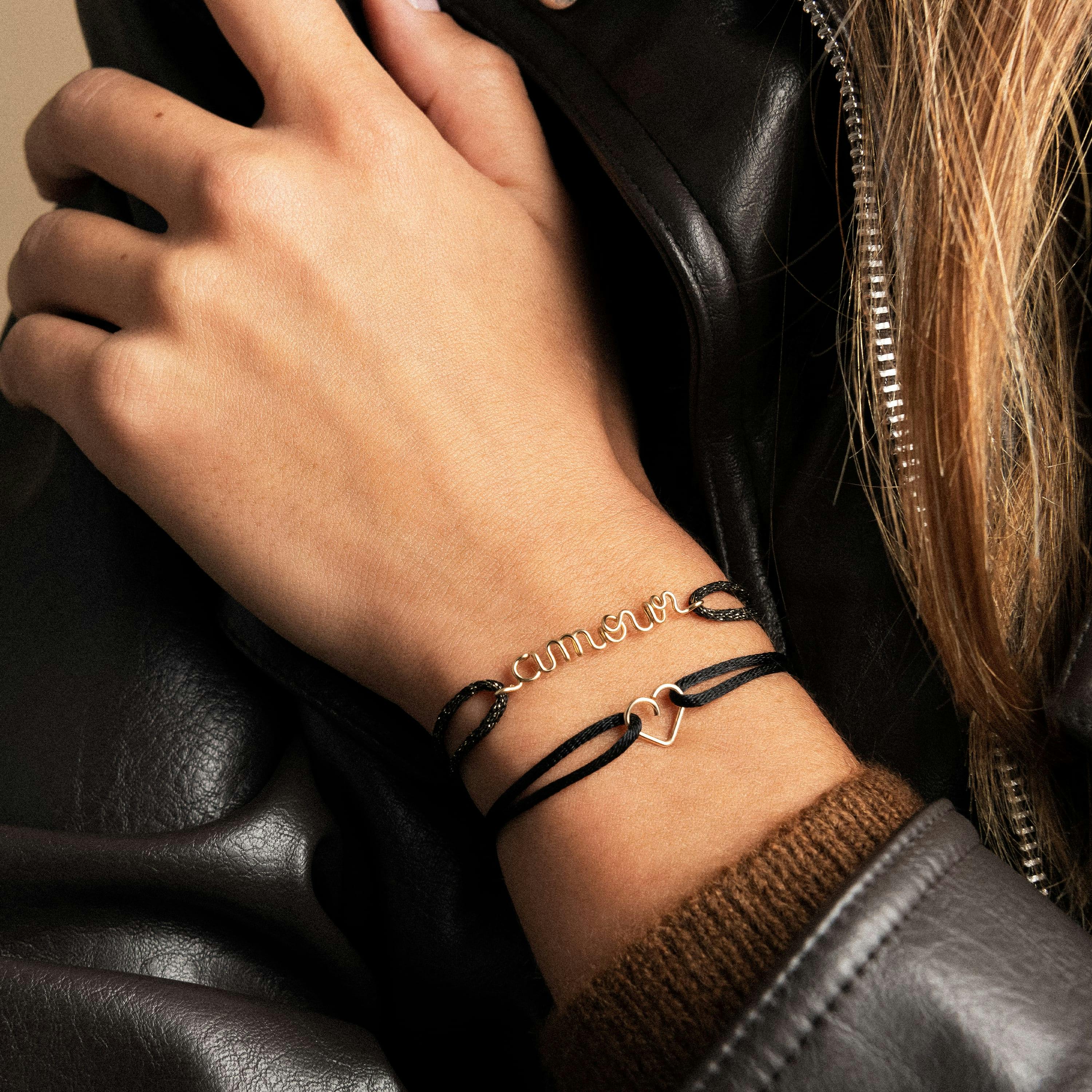 Personalized Lurex Cord Bracelet, Yellow Gold-Filled