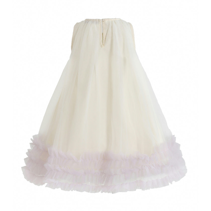 Cream & Purple Nayara Bow Dress
