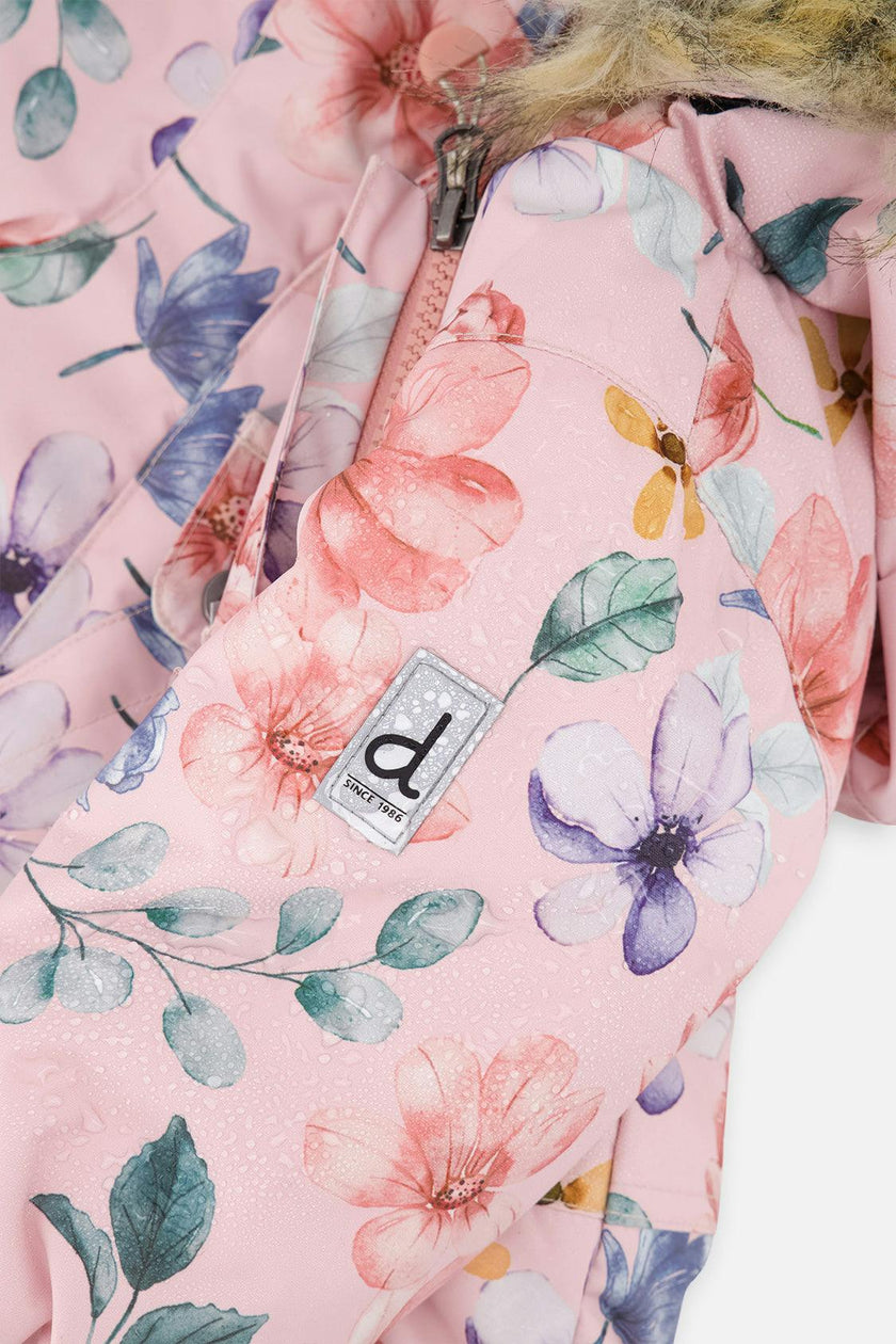 Baby One Piece Snowsuit Adapted For Car Seats Pink Floral Print