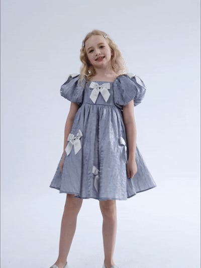 Blue Clarissa Bow Party Dress