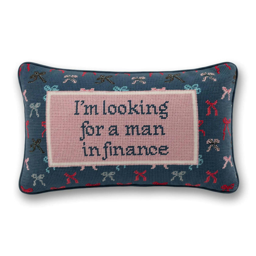 Man In Finance Needlepoint Pillow