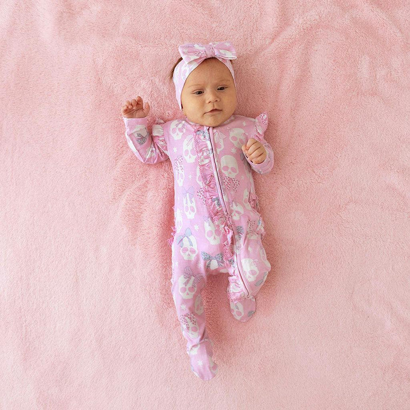 Ms. Kelly Picot Footie Ruffled Zippered One Piece
