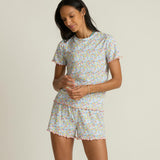 women's jasmine blossom shirt and short pima pajamas set