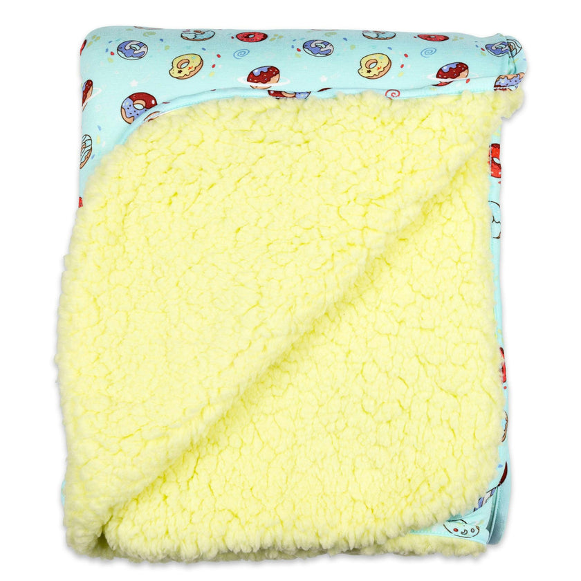 Blue Space Donut Bamboo Sherpa Blanket