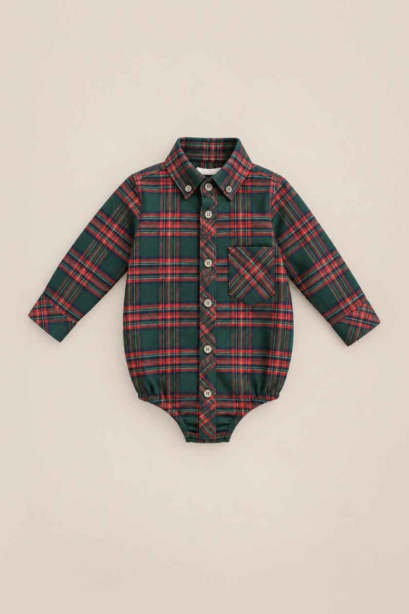 Baby Boys John Shirt in Evergreen Plaid