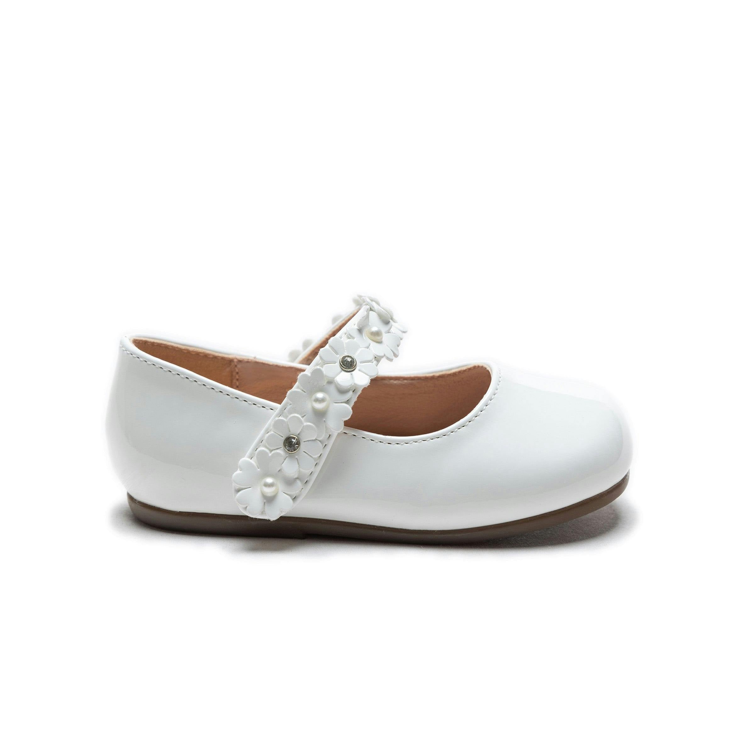 White Amelia Floral Band Flats