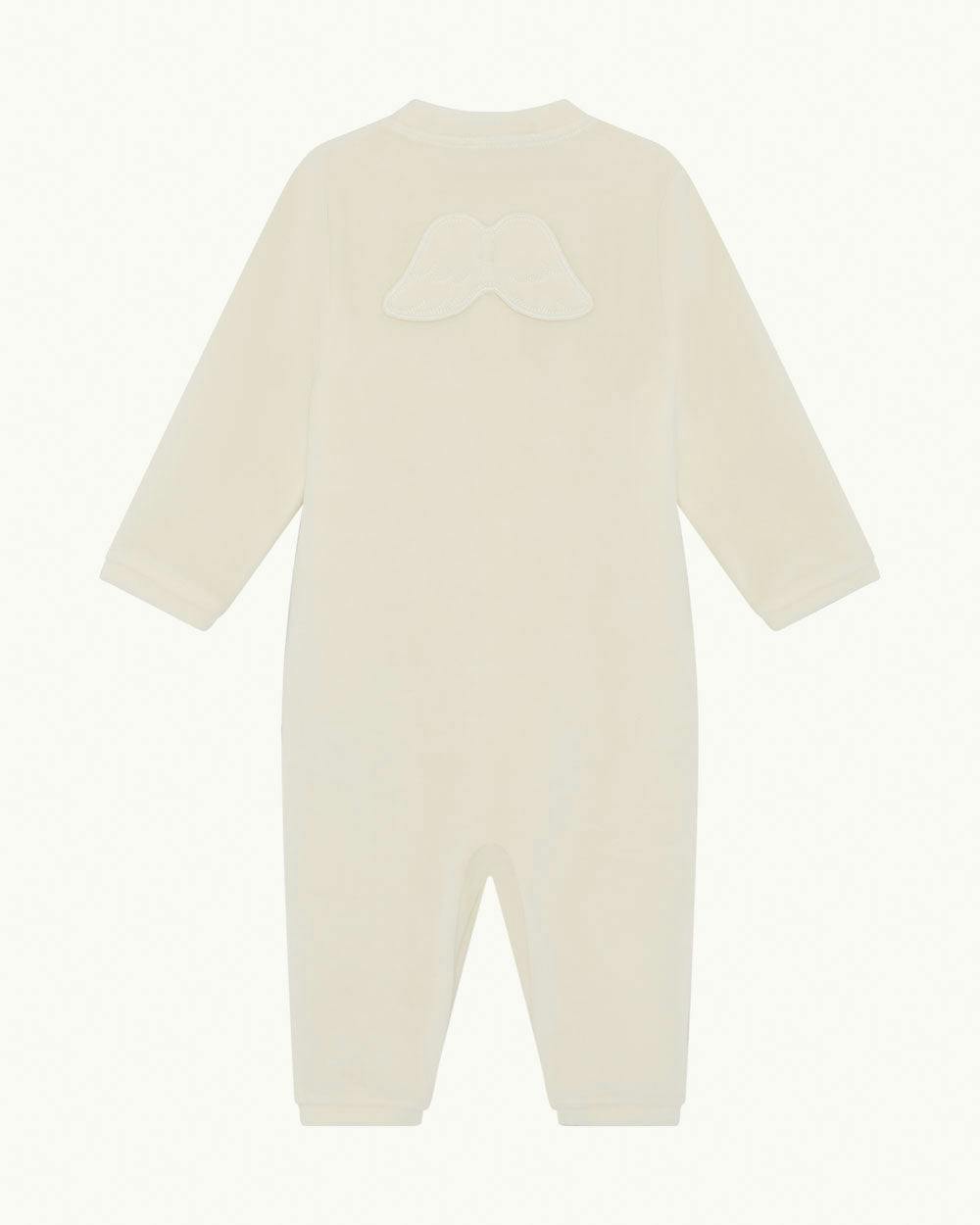 Velour Angel Wing™ Footless Sleepsuit - Cream