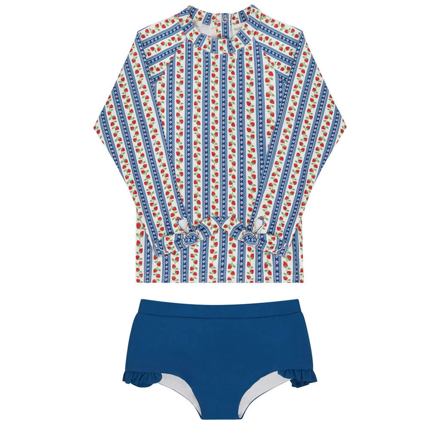 girls strawberry patch rashguard set
