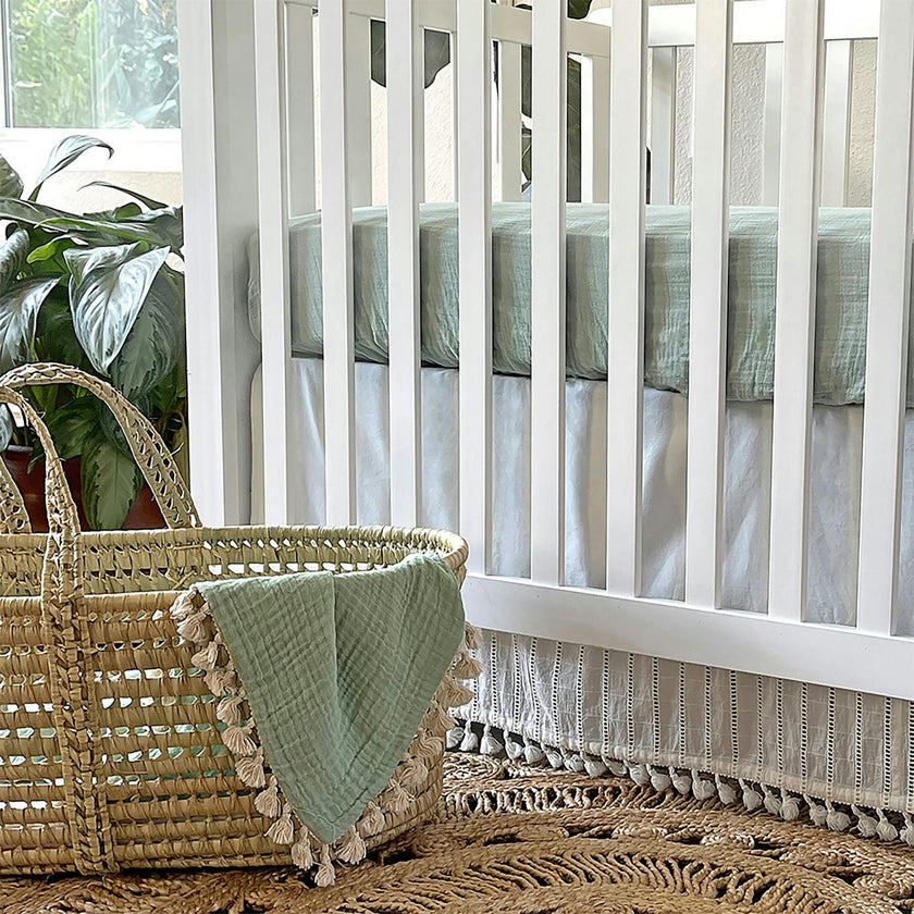 Muslin Fitted Crib Sheet (Evergreen)