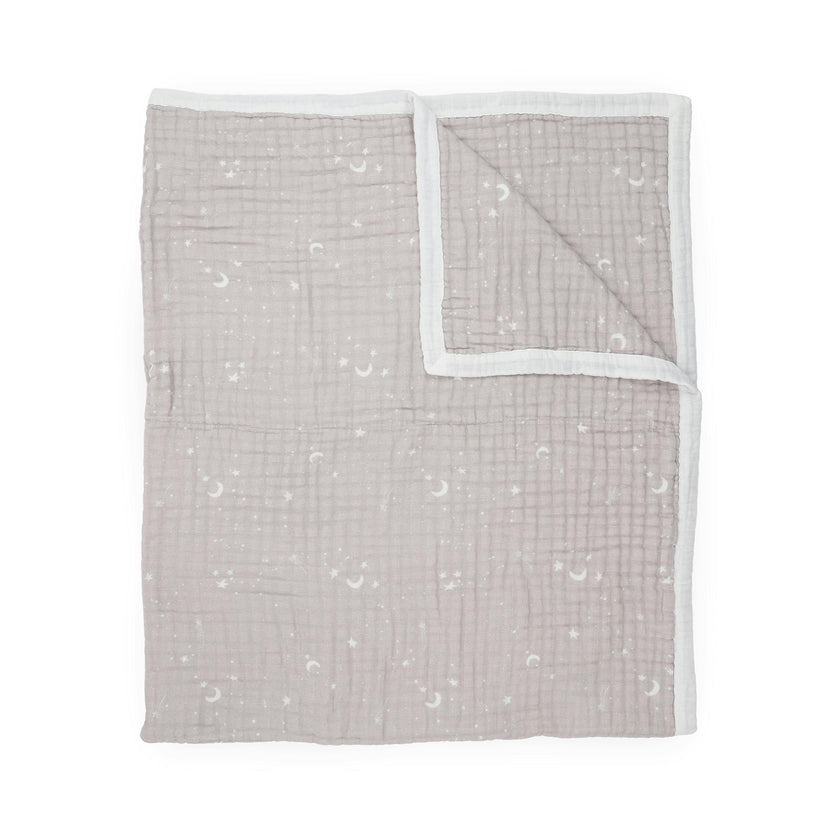 Organic Cotton Muslin Quilted Throw - Moon Dust