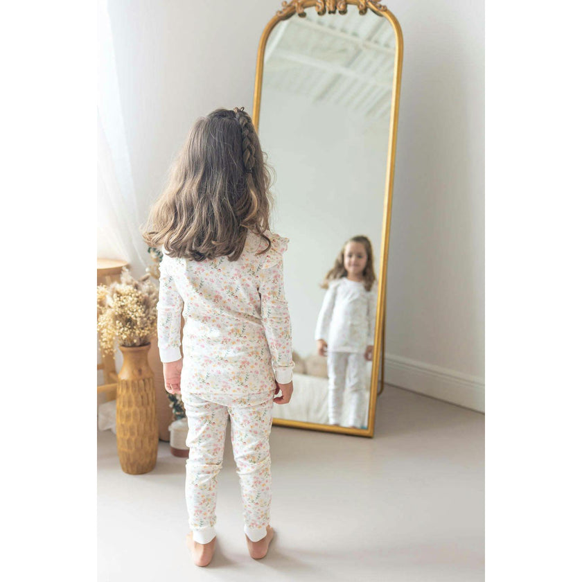 Winter Flowers Pima Long Pajama Set